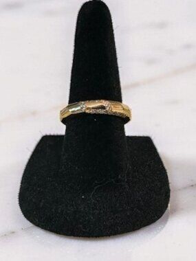 NWOT Premium Gold Plated Hexagon CZ Stackable Ring Size 5.75